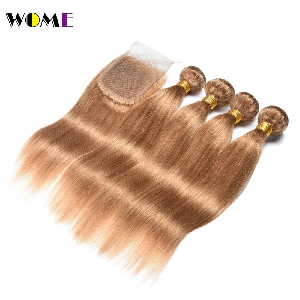 Wome прямые волосы с закрытием удлиненные de Cabello медовые светлые пучки не Реми