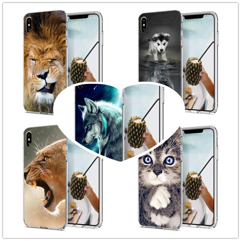Мягкие чехлы для iPhone X XS XR Max силиконовый чехол heroic spirit wolf lion TPU iPhone6 7 8 Plus телефона