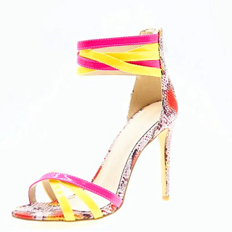 

2019 fashion thin heels color PU women sandals wedding party wedding high heel shoes plus size