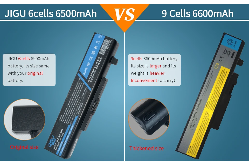 JIGU Battery Laptop L11L6Y01 For Lenovo Y480 Y480P Y480A Y580M Y580N Y580P V480C G500 G485G