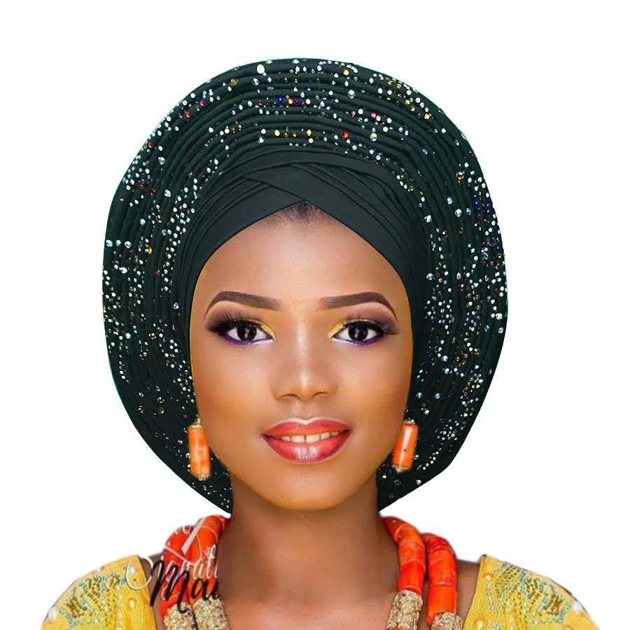 Африканский уже завязанный Авто головной убор ASO OKE gele с камнями для
