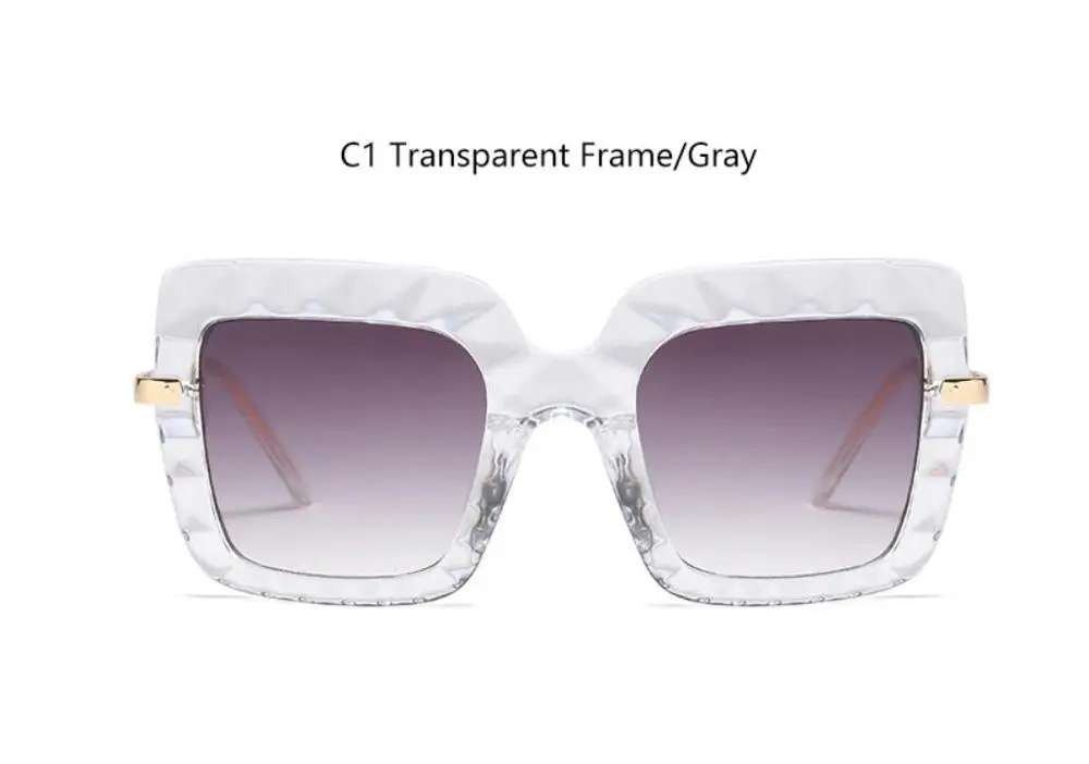 C1 clear frame Новинка, квадратные солнцезащитные очки больших размеров, роскошные дизайнерские прозрачные женские очки, большие элегантные черные красные оттенки, летние очки - Цвет линз: C1 clear frame