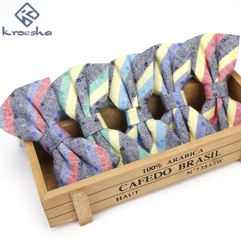 2017 Фирменная Новинка Для мужчин галстук бабочка в полоску Стиль Хлопок Боути