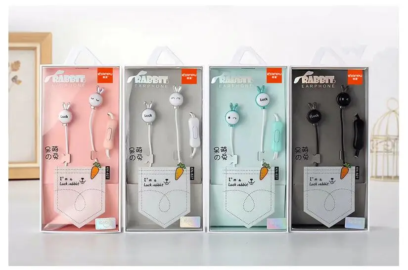 Наушники в виде кролика с мультипликационным принтом ушей управляющим динамиком