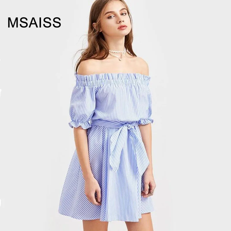 Msaiss 2017 Для женщин летние шифоновое платье Мода Slash Средства ухода за кожей Шеи
