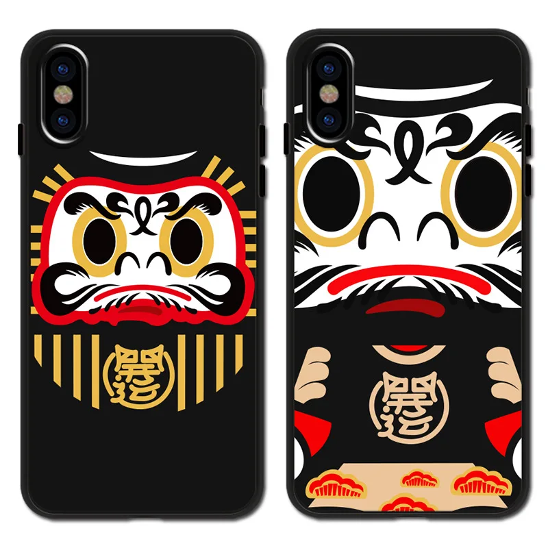 Японский милый черный onmyoji Daruma Забавный чехол для телефона coque iPhone 7 8 plus XS Max
