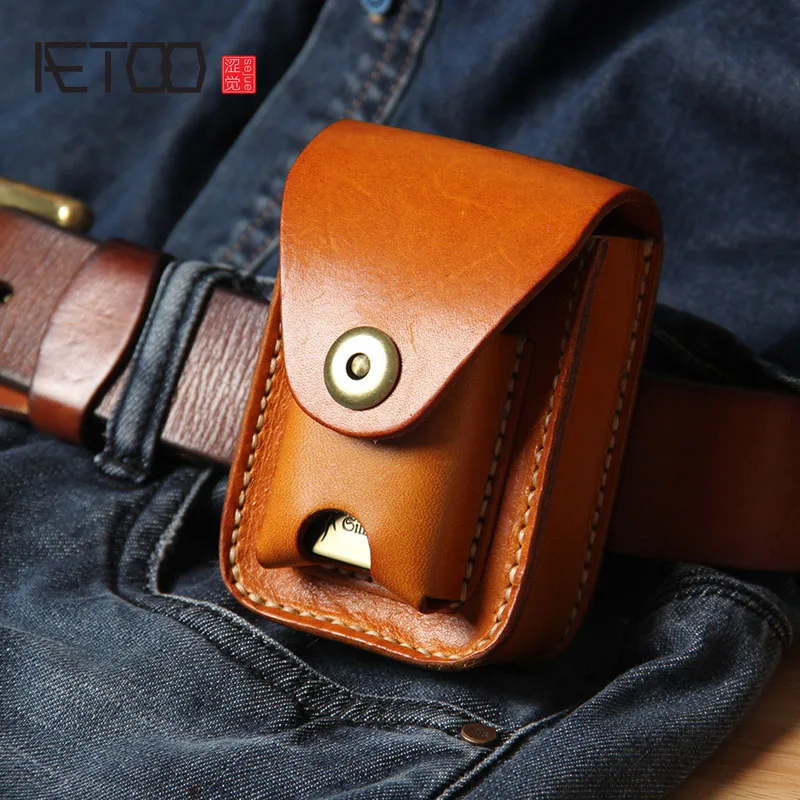AETOO ручной работы голова слой посажен коровьей портсигар небольшой карман