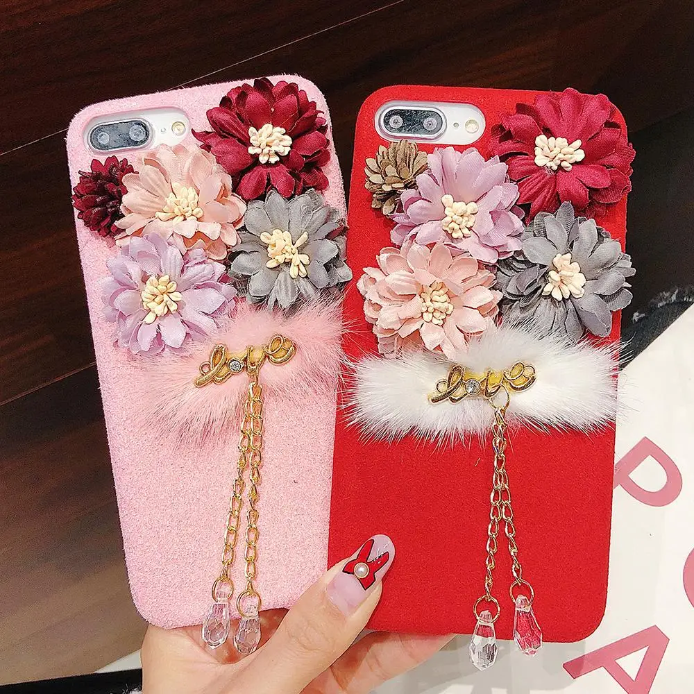 3D чехол для телефона с цветочным рисунком iPhone X XS Max 8 7 Plus роскошный мягкий девочек