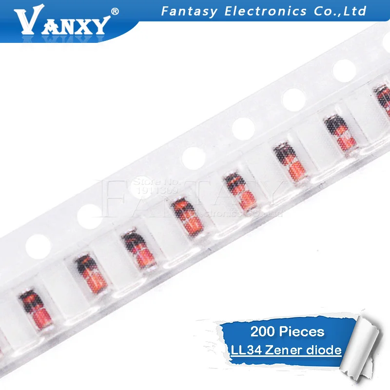 200 шт. ZMM 3V 3V3 3V9 4V7 5V1 7V5 8V2 10V 12V 15V 16V 18V 20V 24V LL34 SMD зенеровские пакет диодов 1/2W 0 5 w чип