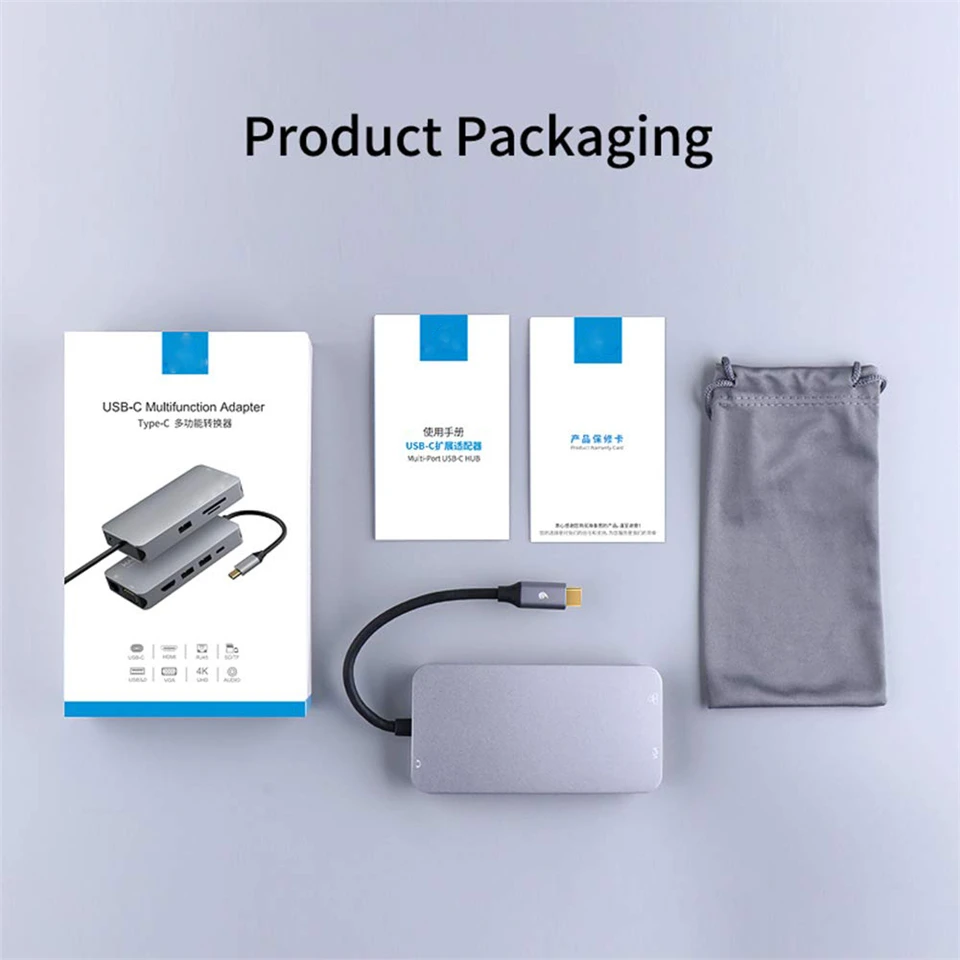 Usb хаб 10 в 1 адаптер Thunderbolt 3 Type C док станция порта USB 0 4K HDMI 1080P VGA RJ45 Gigabit Ethernet для Macbook