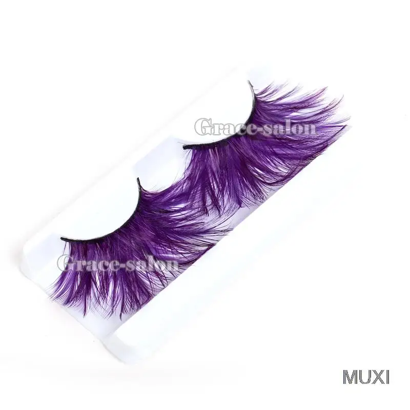Ресницы с фиолетовыми перьями для макияжа вечеринки Хэллоуина косплея