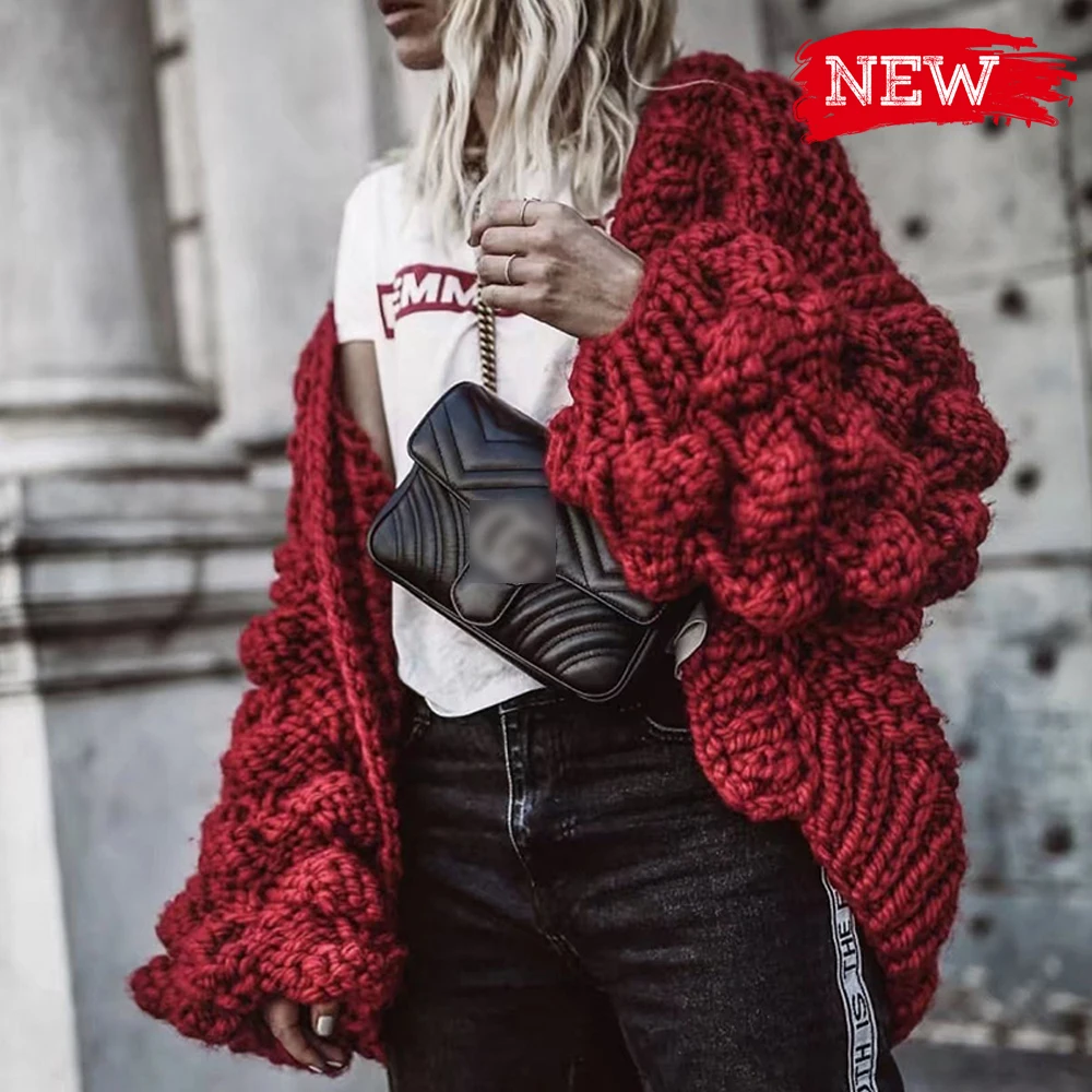 High End шикарный длинный женский кардиган с рукавами, однотонный розовый, черный, красный свитер знаменитости негабаритных женщин уличная кардиганы