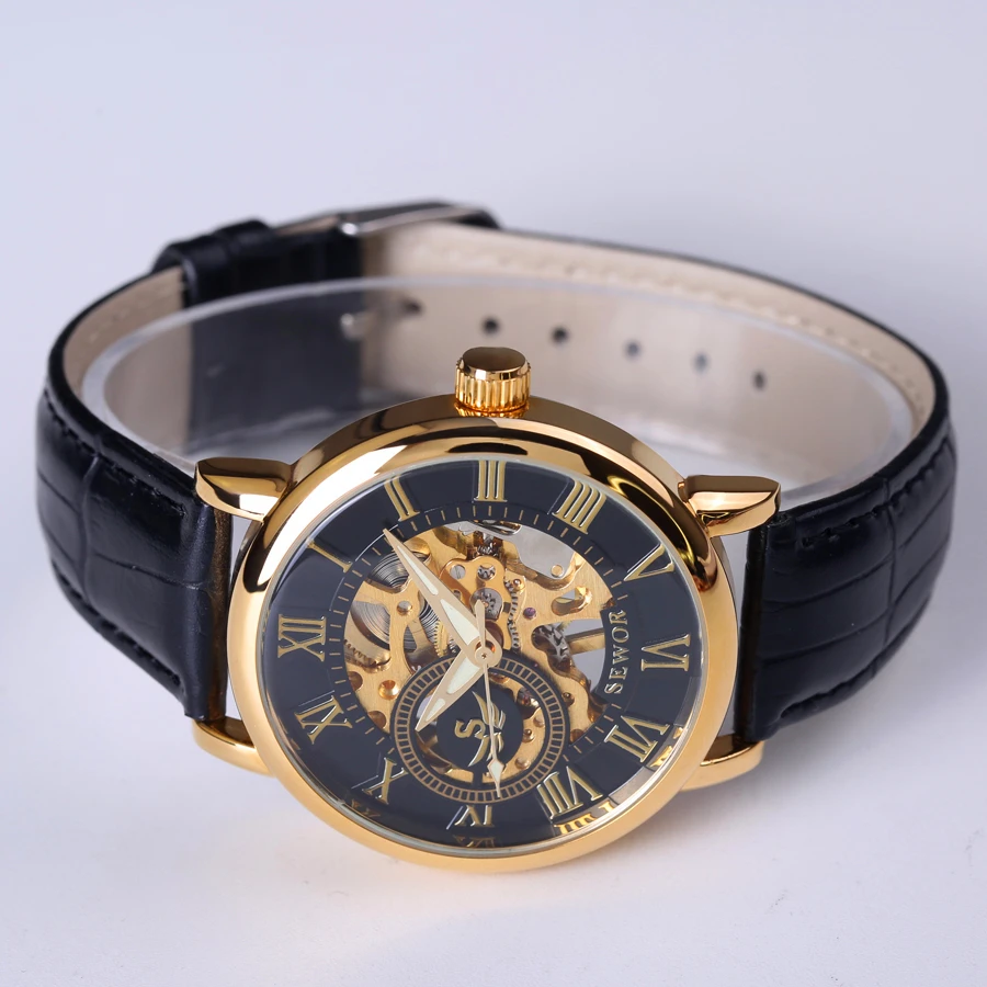 Часы скелетоны SEWORMen Мужские механические роскошные стальные полумеханические