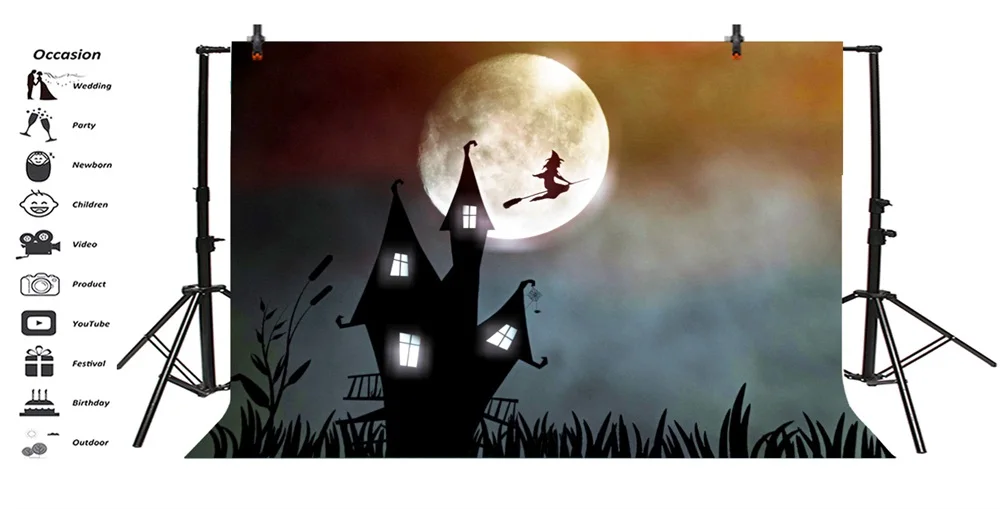 Laeacco мультфильм замок ведьмы Happy Halloween сцены фотографического Фоны