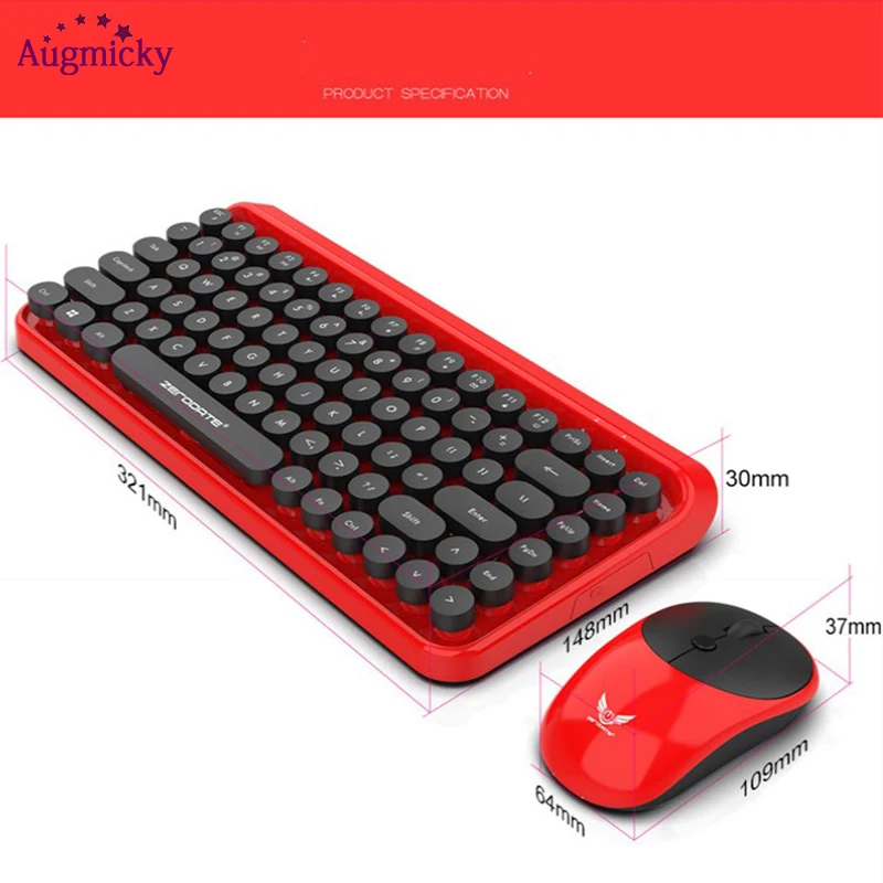 

Newest Vintage punk Gaming Keyboard Mouse Combo 2.4GHz 84 Keys Mechanical Feel Mute Keyboard with 4 Keys 1600 DPI Optical Mouse