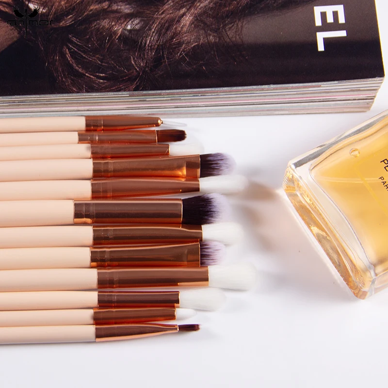 Anmor 12 шт./компл. кисти для макияжа Профессиональный макияж кисть теней бровей