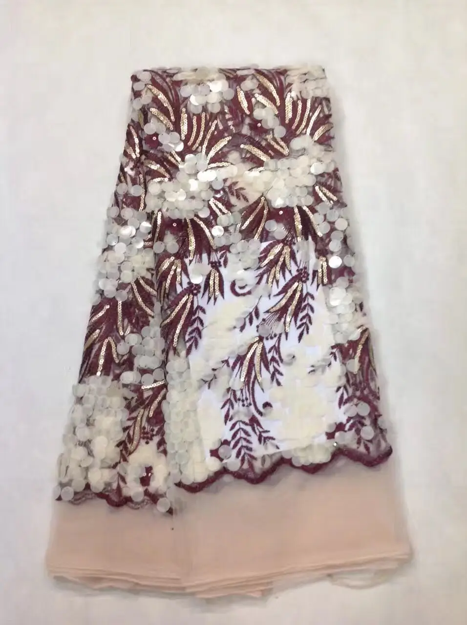 pink african tulle lace net fabric with squins for luxury dresses 5 yard/lot!jl-3-1 | Дом и сад