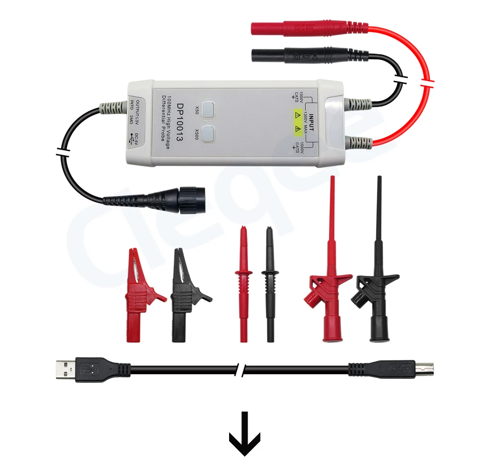 Cleqee DP10013 аксессуары для зонда осциллографа 1300 в 100 МГц высокое напряжение дифференциальный зонд комплект 3.5ns время подъема