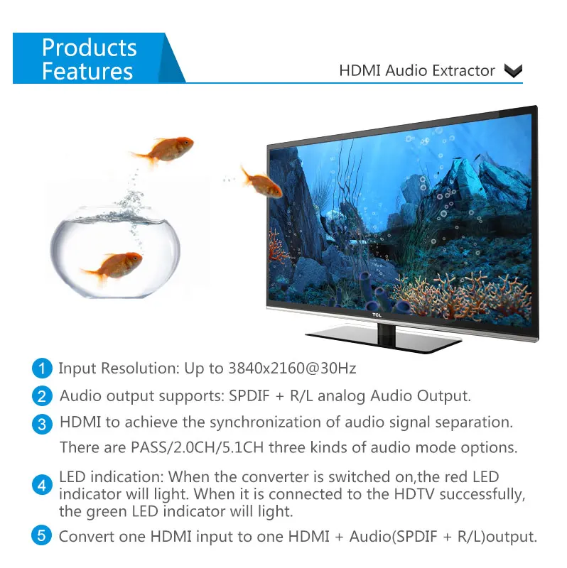 AIXXCO HDMI в HDMI сплиттер аудио экстрактор конвертер в оптический Toslink SPDIF+ RCA L/R стерео аналоговый конвертер Поддержка 4 к x 2 к