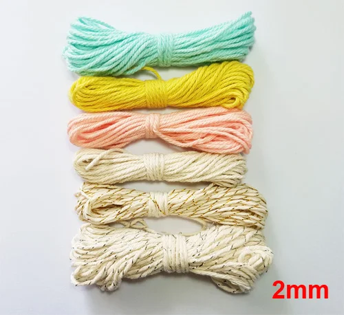 2mm Красочные 1 мм-2 мм Шнур из хлопковой нити шнуры Макраме Веревка нить упаковка украшения DIY - Цвет: 2mm