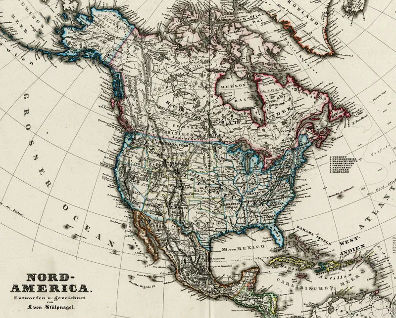 Детские обои 1872 антикварная карта Северной Америки ретро фотообои для детей