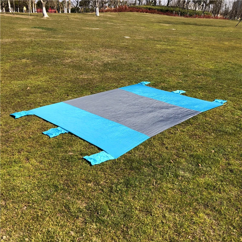 

Beach Sand Free Parachute Blanket 7'X 9' Family Size Picnic Mat Blue Waterproof Nylon Sand Proof Camping Mat