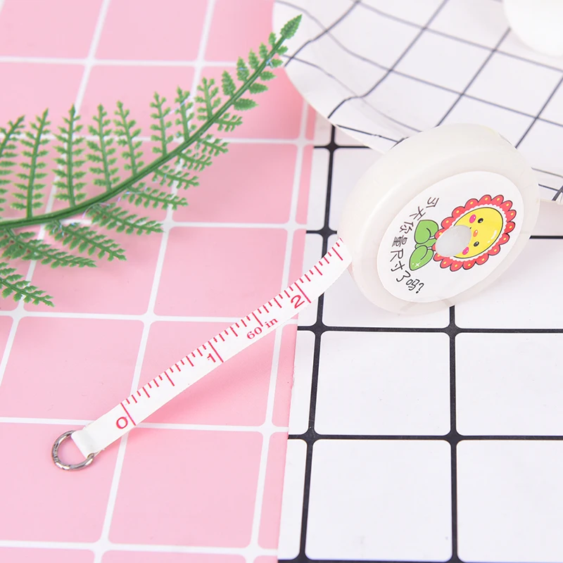 white 1pc Выдвижной 150 см мини-рулетка измеряет метрический пояс портативная линейка сантиметр дюймов детская линейка высоты - Цвет: white 1pc