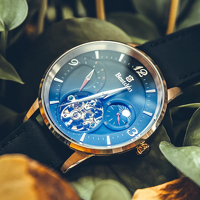 Мужские полностью автоматические механические часы Bestdon Tourbillon роскошные модные