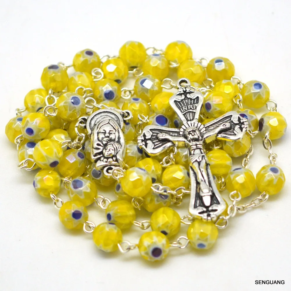 Святого католического граненые стеклянные бусины красный синий желтый зеленый
