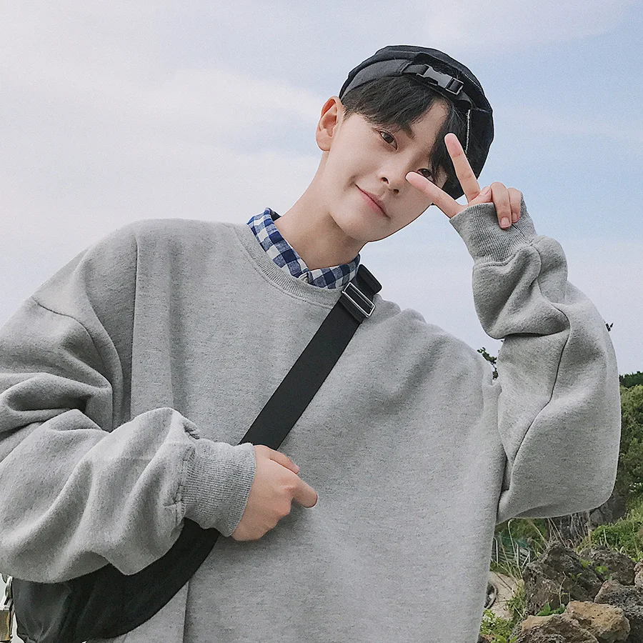 

Streetwear Solid Hoodies Sweatshirts Men Oversized Hip Hop Spring Autumn Casual Male Sweatshirts Outwear