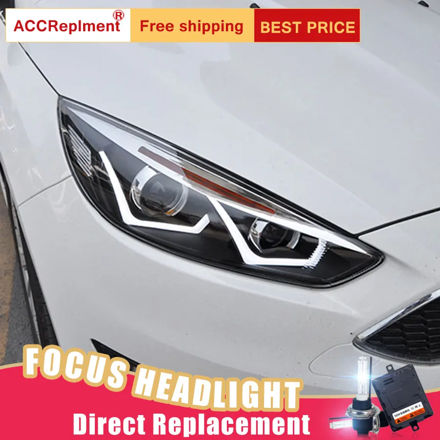 Светодиодный комплект фар для Ford Focus 2015-2018 2 шт. фары автомобиля ангельские глазки