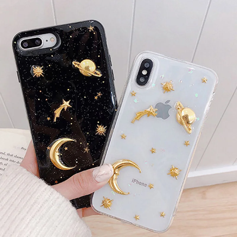 Чехол для телефона блестящая космическая планета звезда Coqu iPhone XR XS MAX мягкий