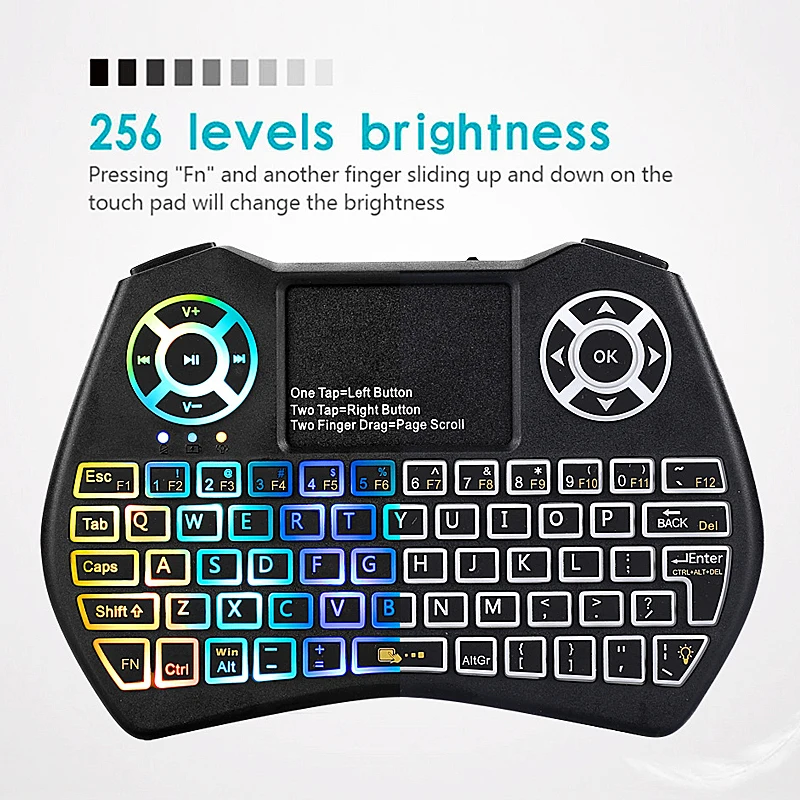 I9 Plus Мини Клавиатура 2 4 ГГц беспроводная клавиатура Air Mouse Touchpad с подсветкой