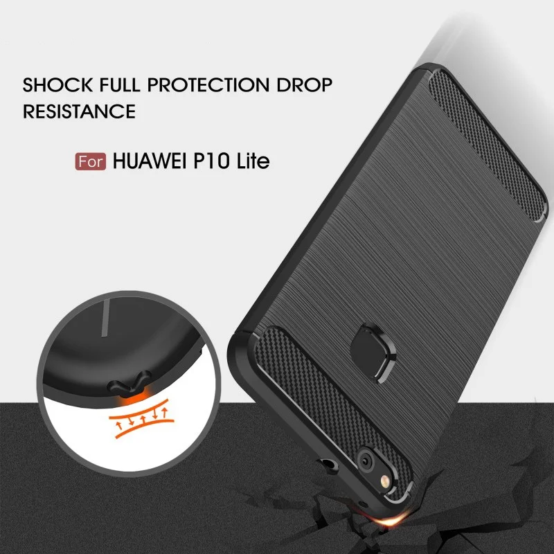 Huawei P10 lite Case Silicone Plus Cases Phone Brushed Carbon Fiber Soft 2017 NewBack Cover G8 Nova |