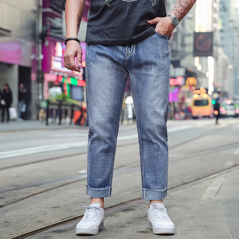 Плюс Размеры S-6XL джинсы для Для мужчин Slim Fit Брюки классические мужские джинсовые