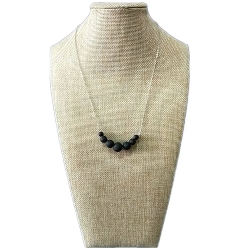 7 бусин барное ожерелье Черная бусина из лавового камня ароматерапия эфирное