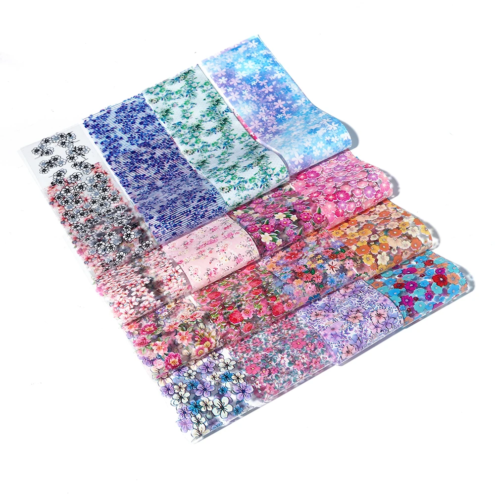 Набор фольги для ногтей 16 шт. смешанные цветы дизайн маникюрные обертывания