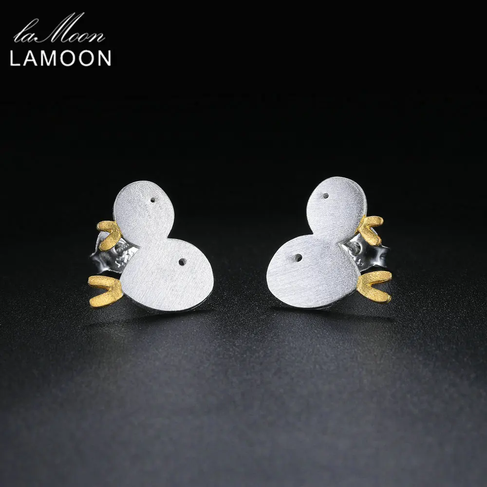 LAMOON 2 Little Fish Design Earrings for Women Cute Pure 925 Sterling Silver Fine Jewelry Accessories Party Bijoux EY028 | Украшения и