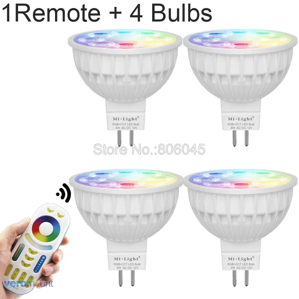 Светодиодная лампа с регулируемой яркостью Milight 4 вт MR16 12 в RGB + CCT (2700 6500K) умные