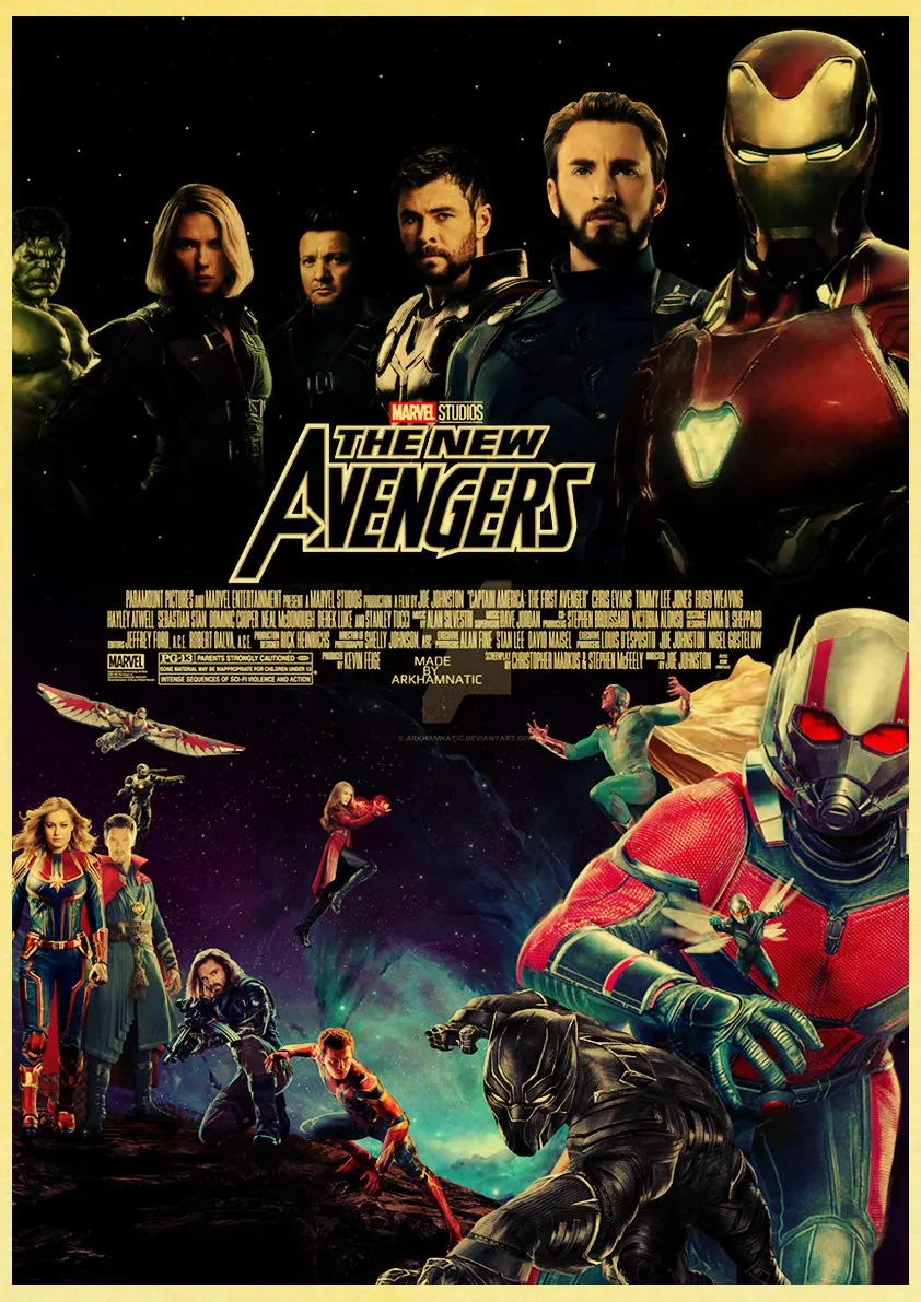 E142 Постер из крафт-бумаги с героями фильма Marvel, Мстителями, супергероями, ретро постером и принтами, наклейка на стену для кафе и комнаты, художественная живопись - Цвет: E142