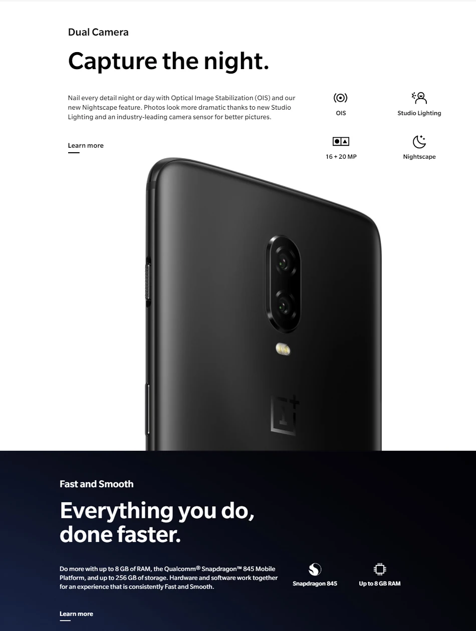 OnePlus 6 T 6 T глобальная Версия 8 Гб 128 ГБ Snapdragon 845 оптический AMOLED 6,4" дисплей 20 МП 3700 мАч ОС смартфон отпечаток пальца NFC