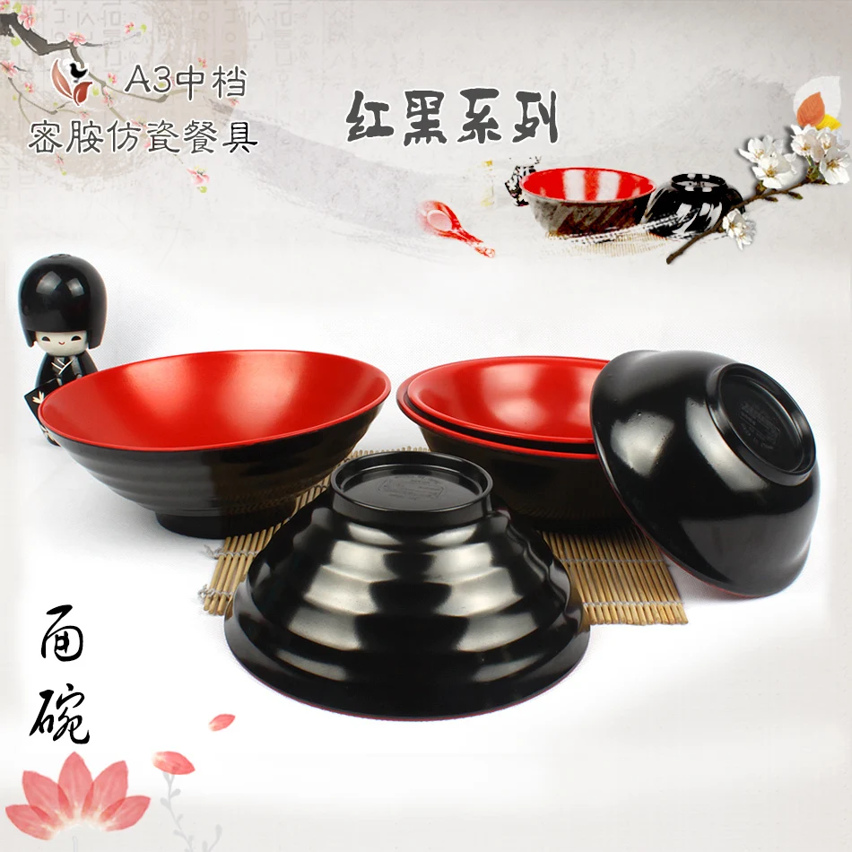 

Kitchen tableware cheap Ramen bowl Korean Japanese restaurant use big plastic melamine better than procelain soup bowl