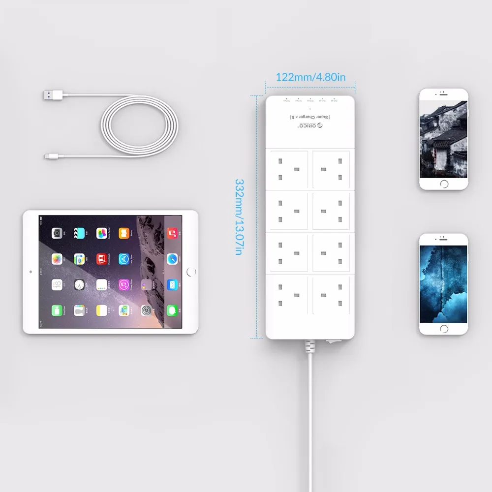 ORICO Мощность полосы 4/6/8 Порты и разъёмы USB розетки переменного тока настенная