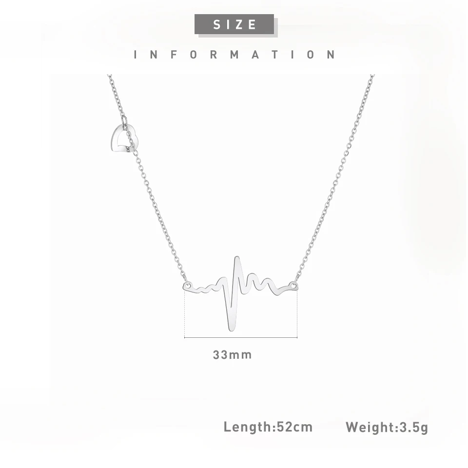 

Titanium Steel Wave Heart Necklace Chic ECG Pulse Charm Pendant Necklaces Lightning Women Fashion Jewelry Accessories Wholesale