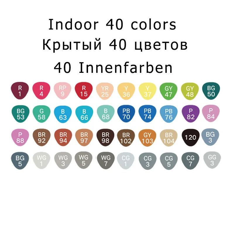 indoor 40 colore Маркеры Ручка Комплект 40/60/80/168 Цвет анимация маркер для рисования с двумя головками рисунок художественная кисть ручки на спиртовой основе с 6 подарки - Цвет: indoor 40 colore