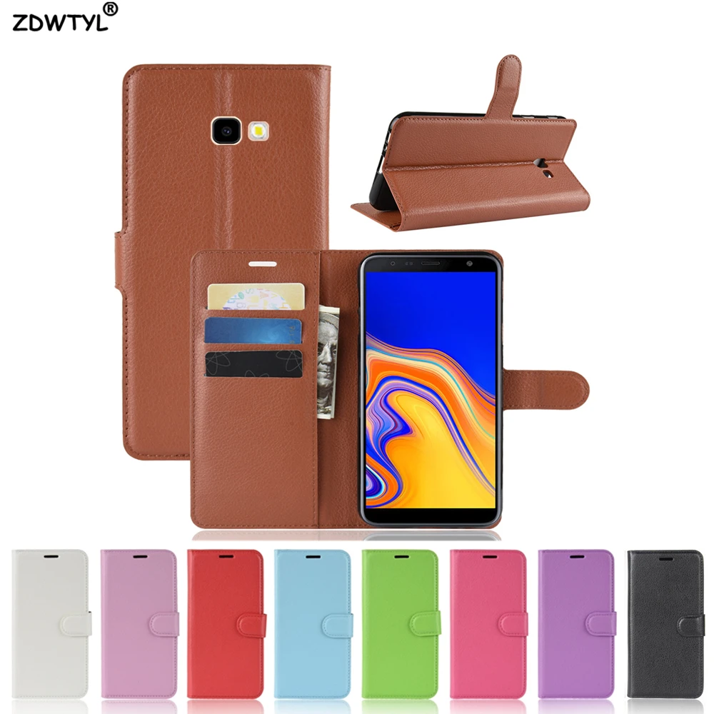 Для samsung Galaxy J4 плюс кожаный чехол флип для телефона J4Plus 2018 J415 J415F SM J 4 крышка 6