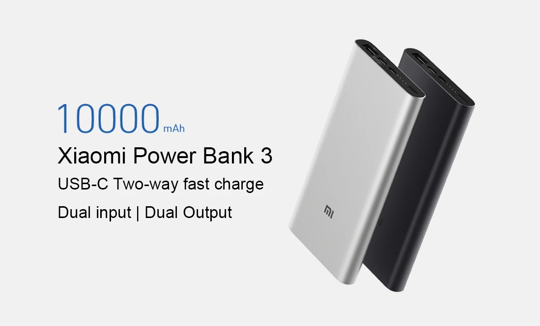 Xiaomi Mi 10000 mAh power bank 3 двухсторонняя Быстрая зарядка USB-C Двойной вход двойной выход PLM12ZM 10000 mAh power bank