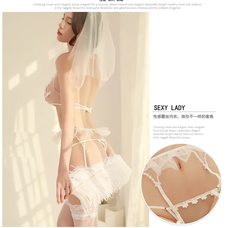 Sexy Sensual Lingerie Uniform Temperament Tulle Bride Uniforms Garter Nightdress | Тематическая одежда и униформа