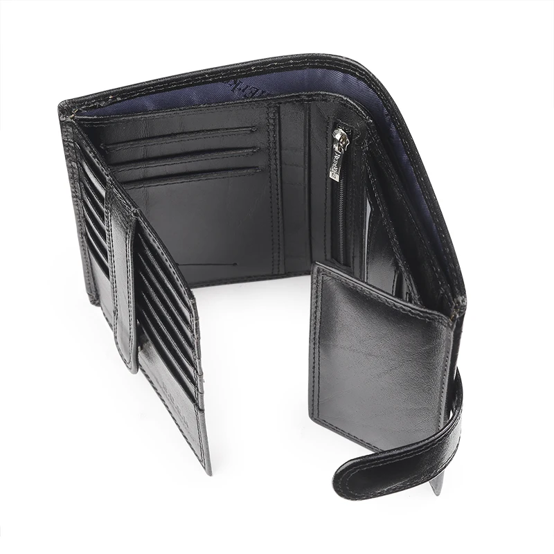 Итальянские черные кошельки из натуральной кожи с вырезом для крупного рогатого