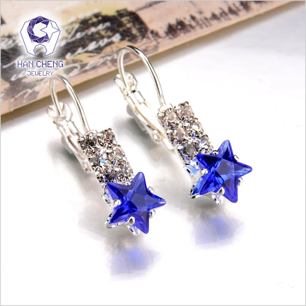 Серьги гвоздики женские с кристаллами и звездой|crystal stud earrings|drop earringsfashion earrings |